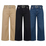 Kit 3 Calças Jeans Wide Leg Femininas Cintura Alta