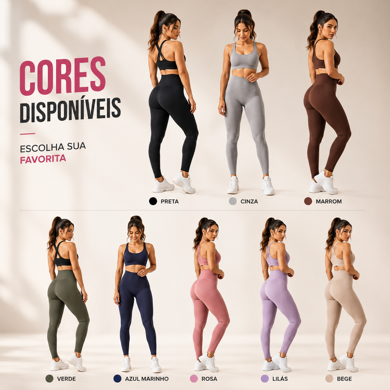 Kit 3 Calças Legging Canelada Cintura Alta - imagem 7