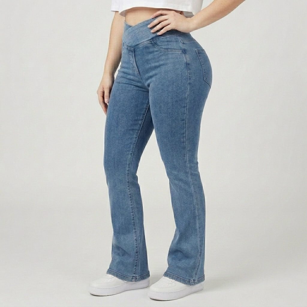 Kit 3 Flare Legging Cotton Jeans Fake