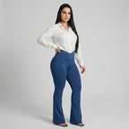 Kit 3 Flare Legging Cotton Jeans Fake