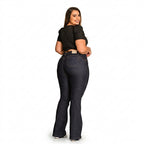 Kit 2 Calça Jeans Flare Plus Size Cintura Alta C/Lycra