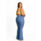 Kit 2 Calça Jeans Flare Plus Size Cintura Alta C/Lycra