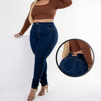 Kit 2 Calças Feminina Plus Size Jeans Skinny Cintura Alta Com Lycra Levanta Bumbum Lançamento