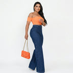 Kit 2 Calças Jeans Wide Leg Pantalona Feminina Cintura Alta Modeladora