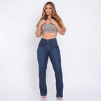 Kit 3 Calça Jeans Feminina Flare Cós Alto