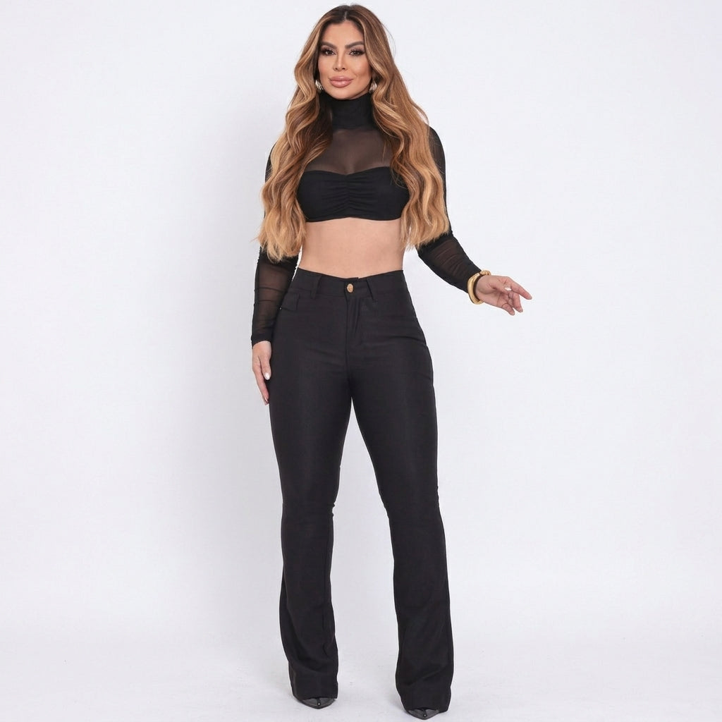 Kit 3 Calça Jeans Feminina Flare Cós Alto