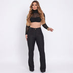 Kit 3 Calça Jeans Feminina Flare Cós Alto