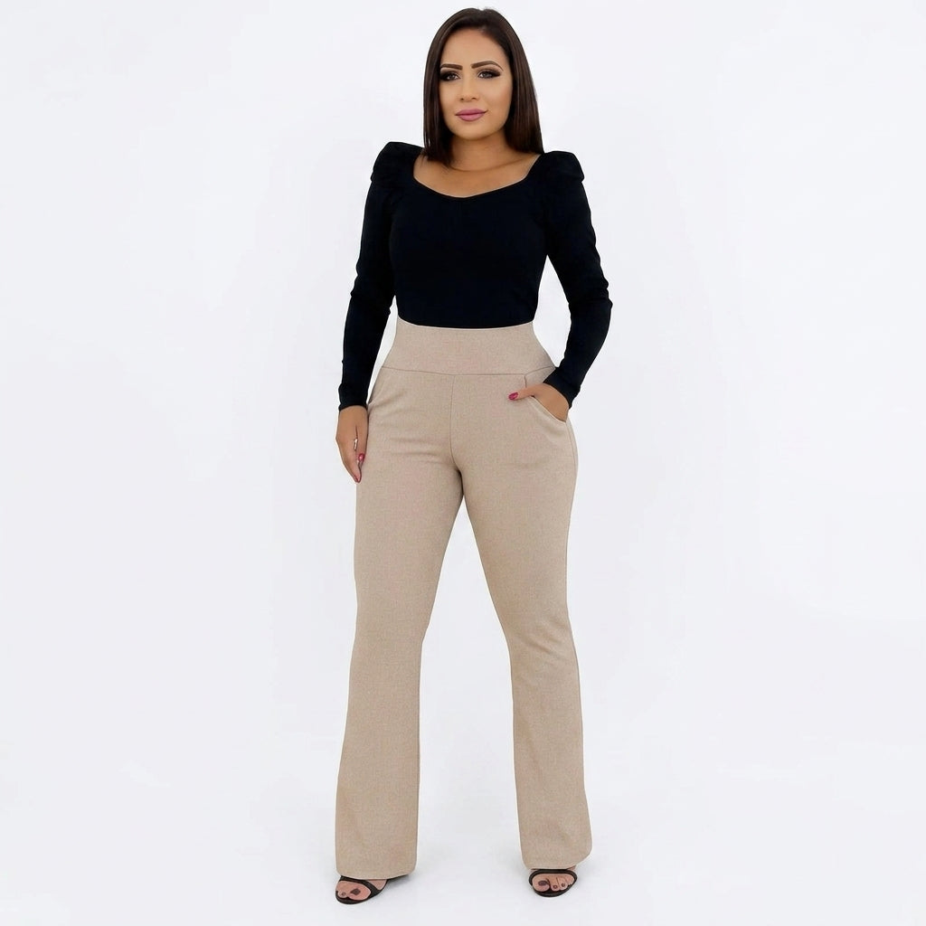 Calça Flare Elegance Jacquard - Compre 2 Leve 3