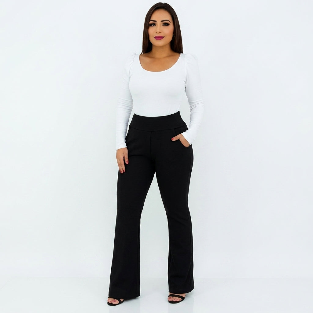 Calça Flare Elegance Jacquard - Compre 2 Leve 3