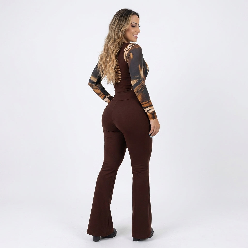 Calça Flare Elegance Jacquard - Compre 2 Leve 3