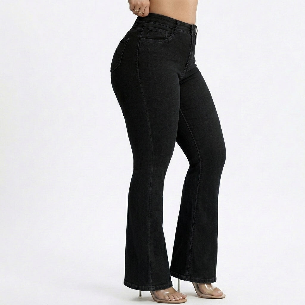 Kit 3 Calças Flare Jeans Modeladoras Cintura Alta Empina Bumbum